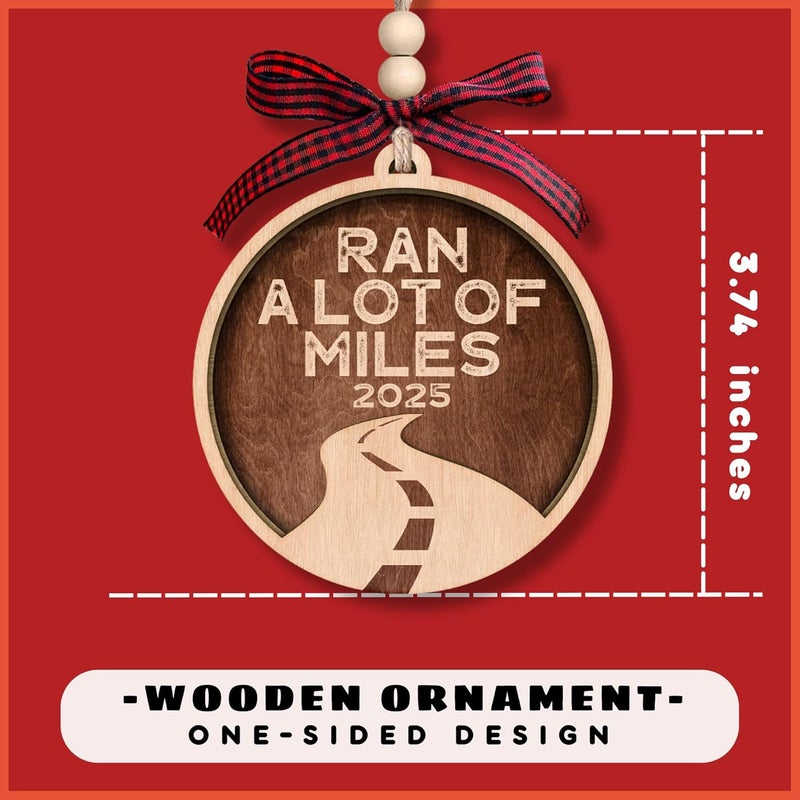 MAPDTWO Running Ornament - Gifts for Runners - Running Ornaments, Runner Ornaments for Christmas Tree - Marathon Runner Gifts for Women, Men, Runners - Wood Ran A Lot of Miles Run Ornament 2025 - Image 2